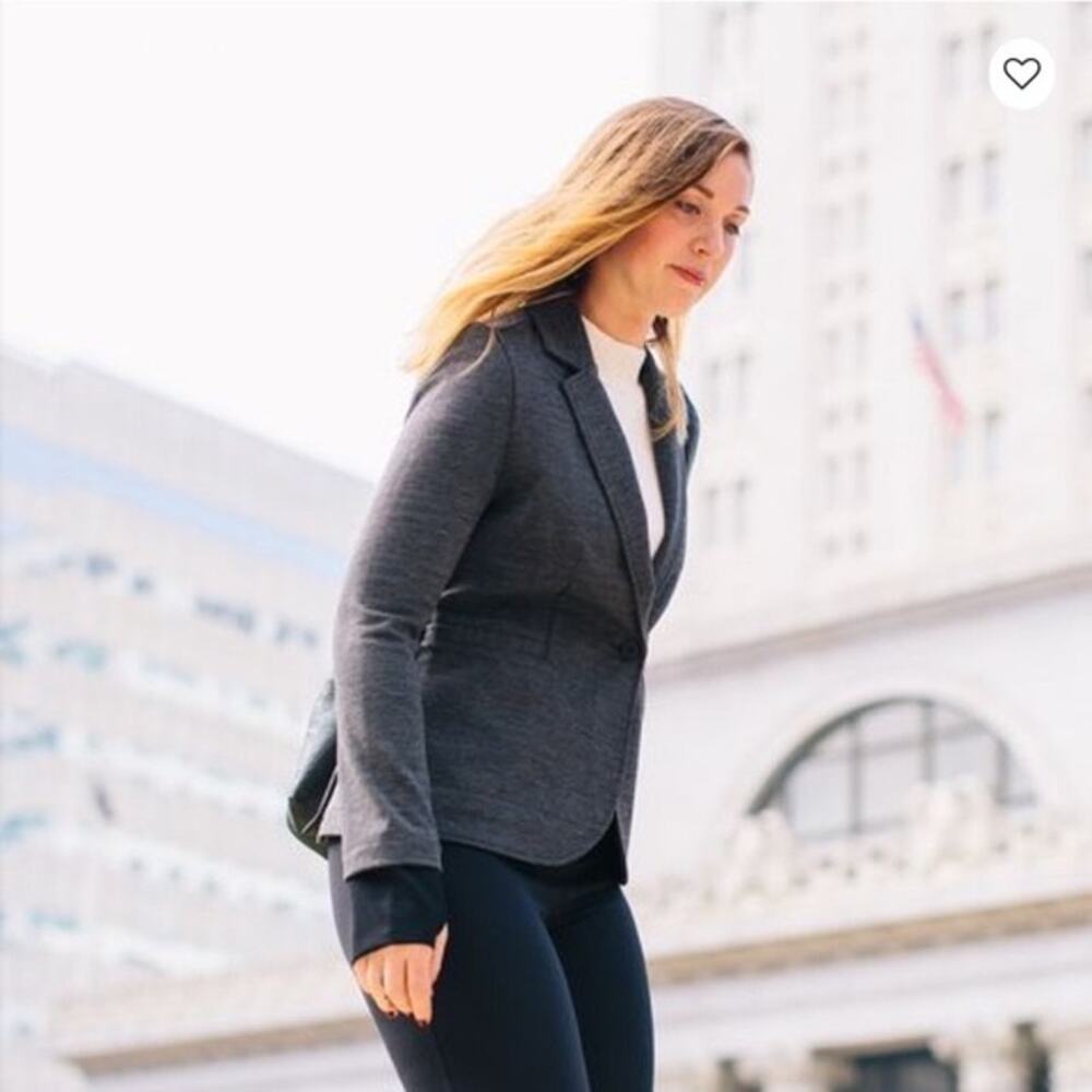 Betabrand Active‎ Ponte Blazer Charcoal Medium Single Button
